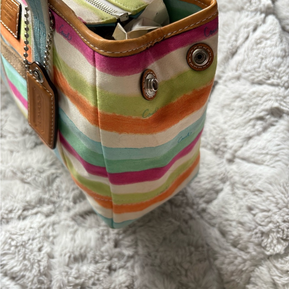 Y2K Coach Hampton Watercolour Striped Canvas Bag - Picture 3 of 12